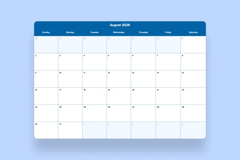 How To Use An August 2026 Blank Calendar For Brainstorming