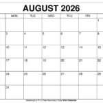 August 2026 Calendar