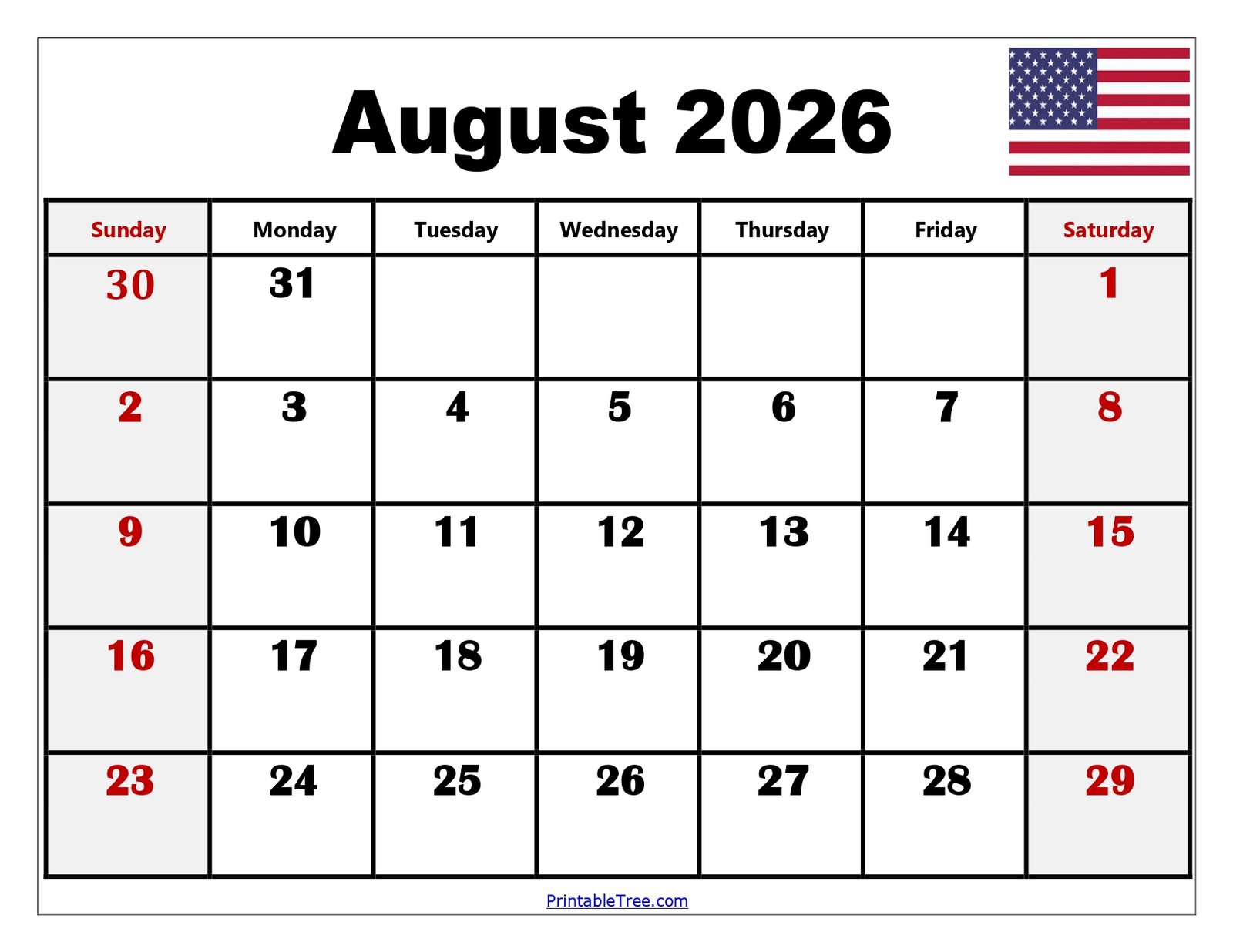 August 2026 Calendar with Holidays 5