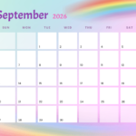 Editable Rainbow September 2026 Calendar Template edit online