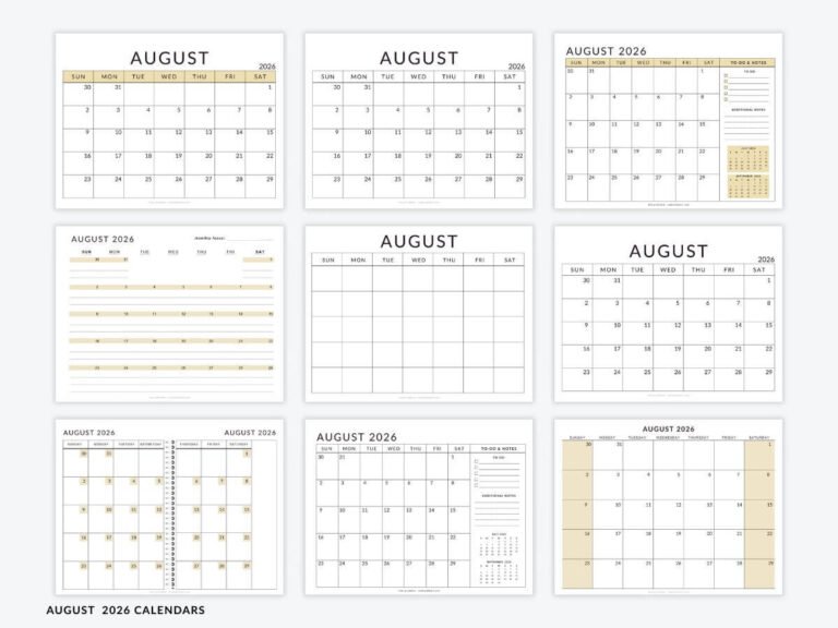 How To Use A Free Printable August 2026 Monthly Calendar For Goal Tracking
