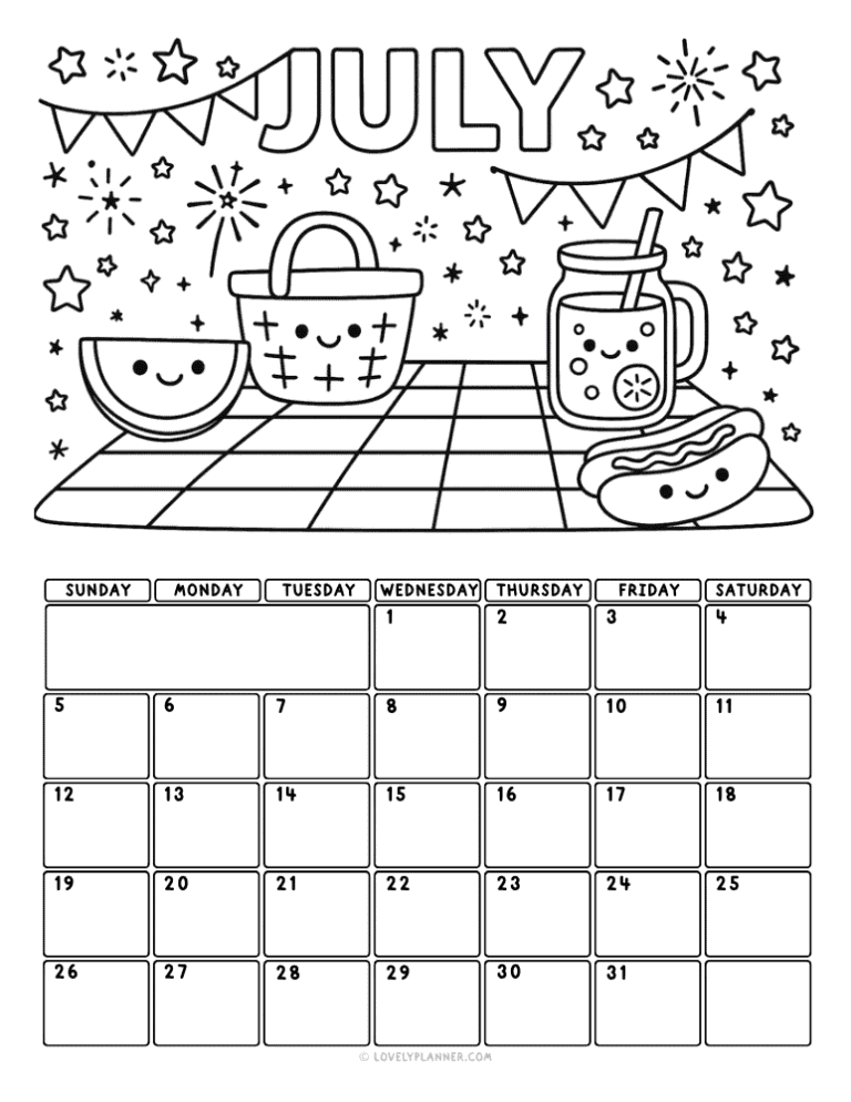 Best Printable July 2026 Calendar For Toddlers