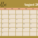 Hello August 2026 Calendar Template edit online