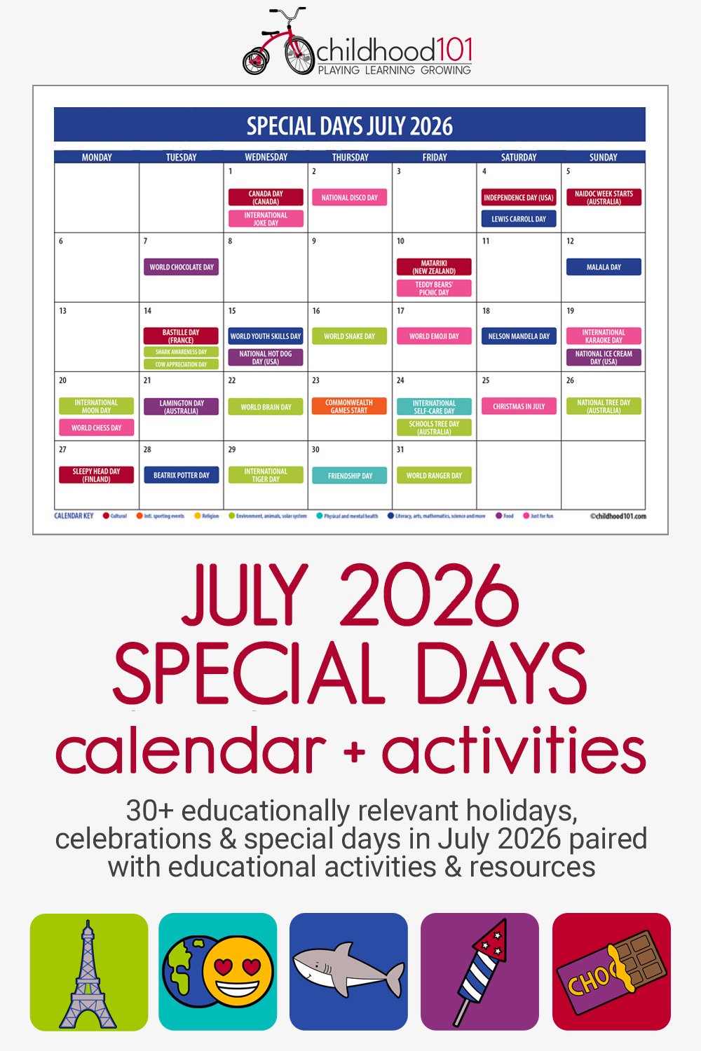 July 2026 Awareness Days and World Celebrations Printable Calendar
