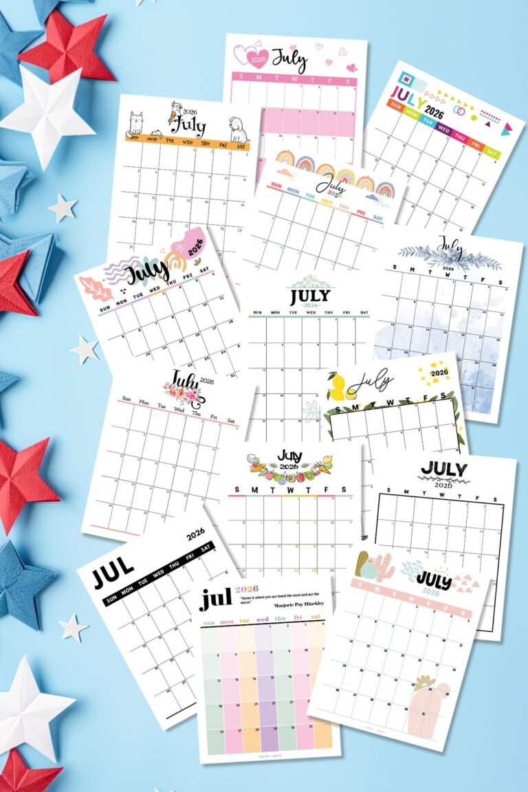 July 2026 Calendar For Planning Outdoor Activities