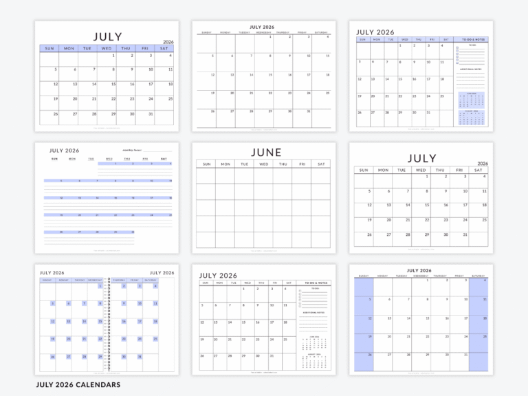 Free Editable July 2026 Calendar For Personal Use