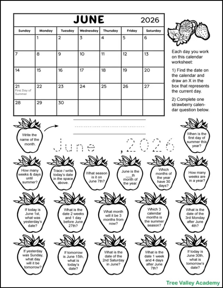 Educational Activities For Kids Using June And July 2026 Calendars