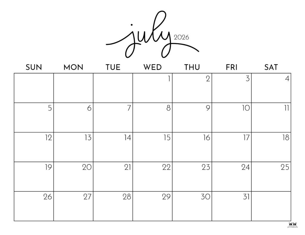 Printable July 2026 Calendar Style 1 1024x791 1