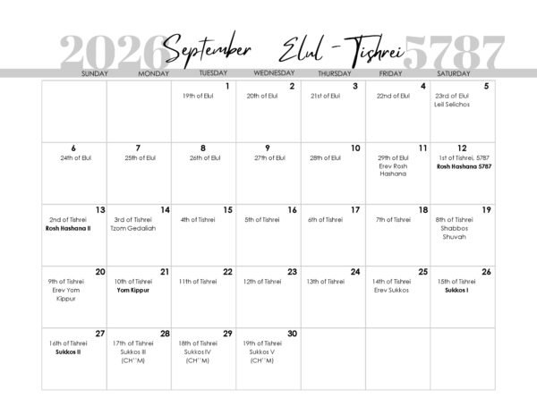 Understanding The Jewish Calendar For September 2026