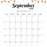 September 2026 Calendar Fall Theme