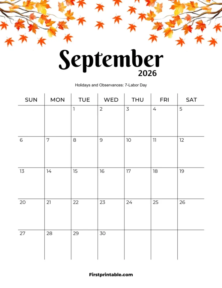 Best Printable September 2026 Calendar For Business Schedules