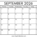 September 2026 Calendar Printable