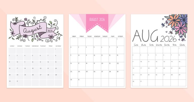 Designing An August 2026 Blank Calendar For A Vision Board