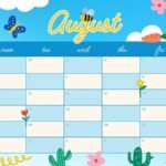 canva blue white cute bee illustration august 2025 monthly calendar KB9wNBWJhiQ