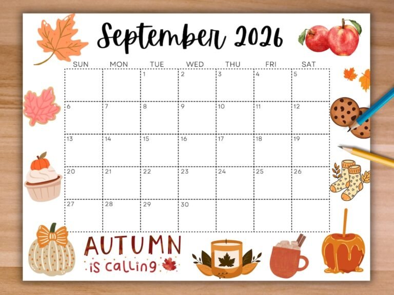 Best September 2026 Calendar Template For Autumn Planning