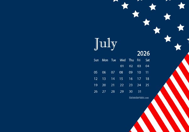 July 2026 Desktop Calendar
