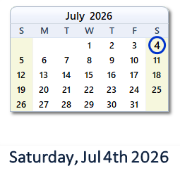 When Is Fourth Of July 2026