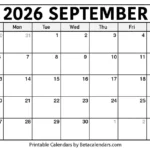 2026 September Calendar
