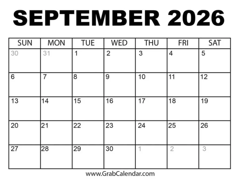 September 2026 Calendar