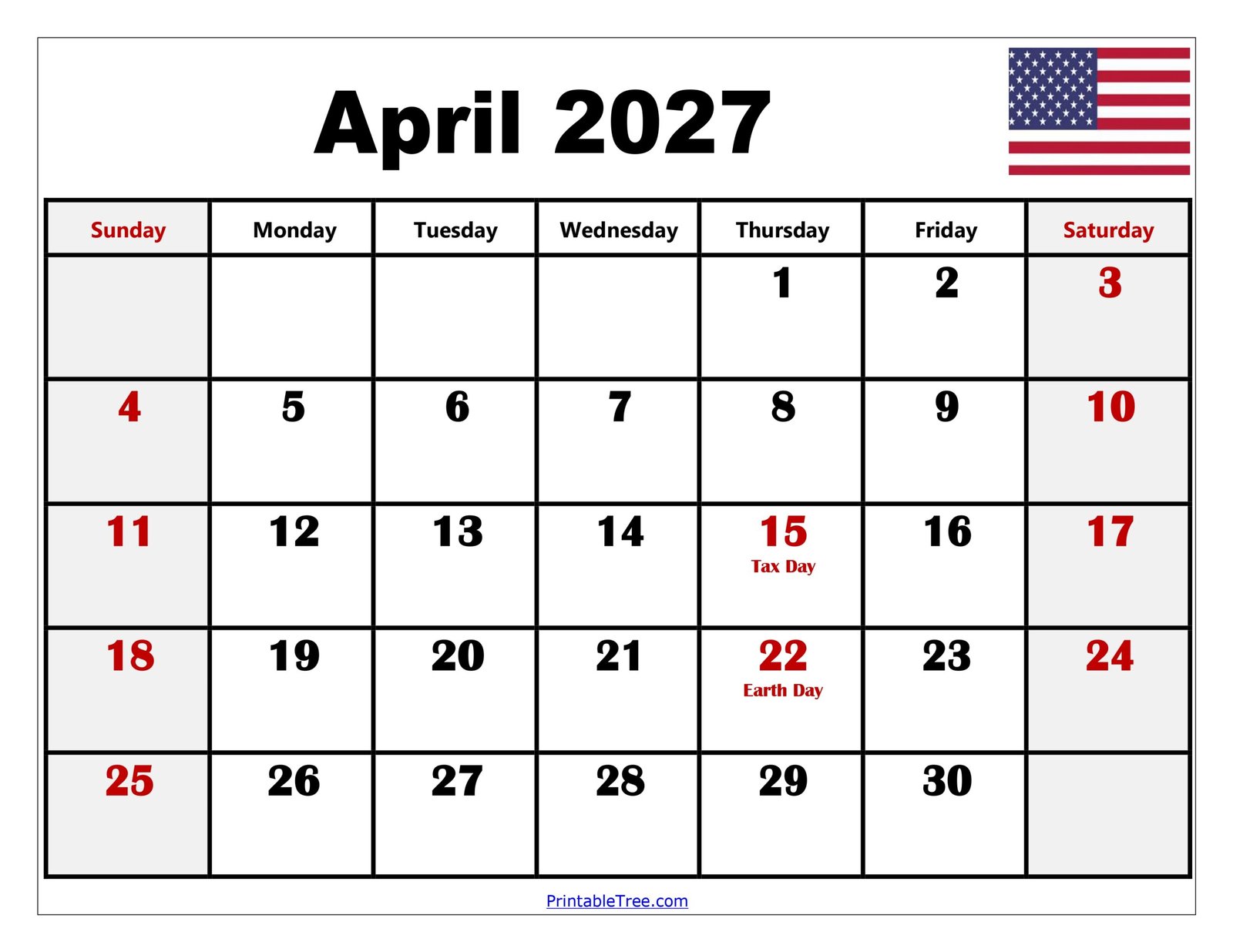 April 2027 Calendar with Holidays scaled