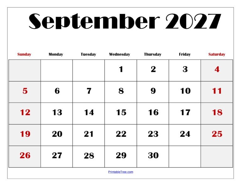 September 2027 Calendar