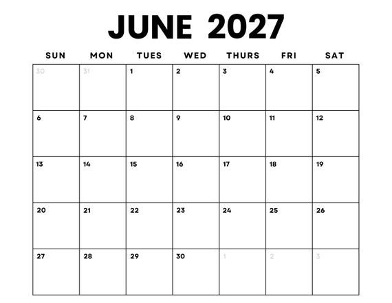 June 2027 Calendar