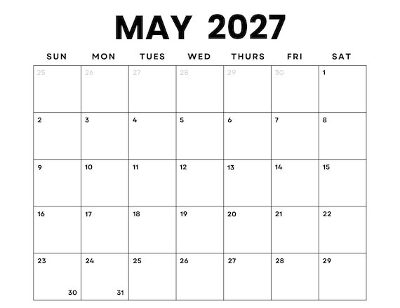 Calendar May 2027