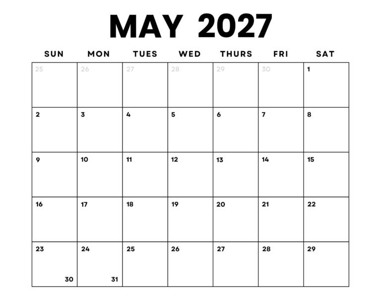 May 2027 Calendar