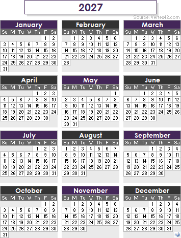 Calender 2027
