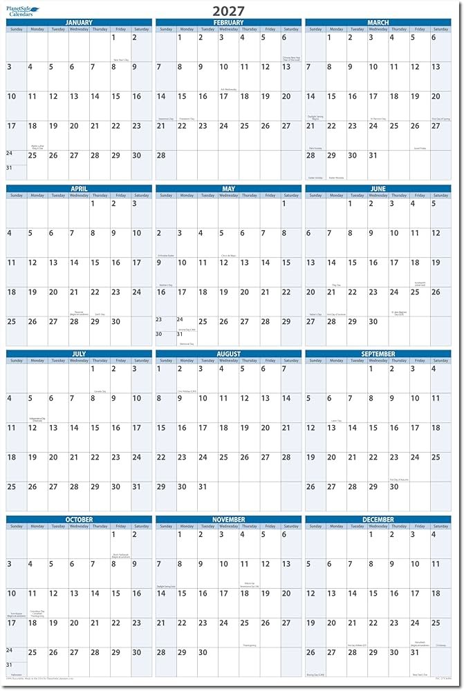 Wall Calendar 2027