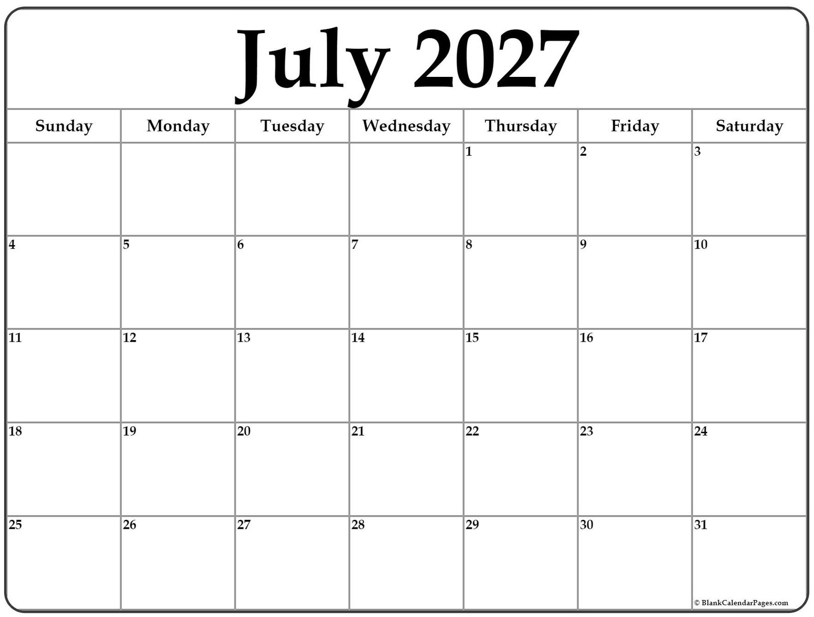 July 2027 calendar b3 1