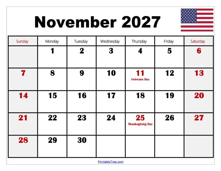 Calendar November 2027