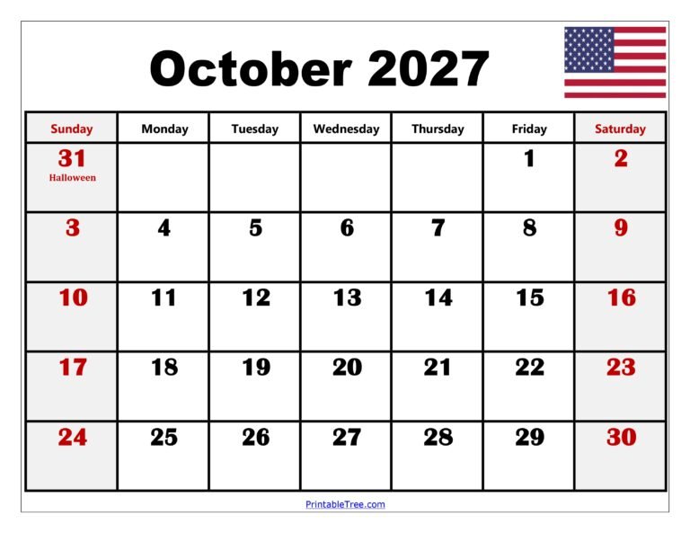 Calendar October 2027