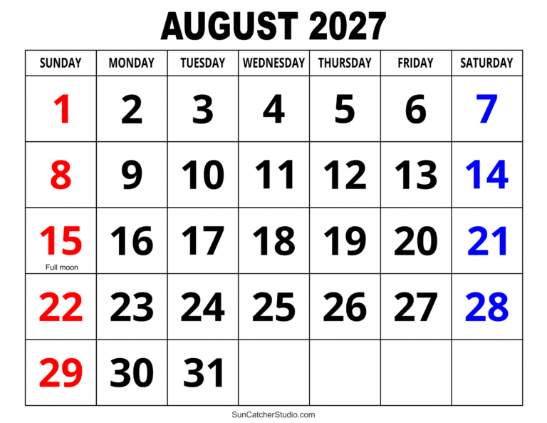 Calendar August 2027