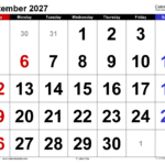 september 2027 calendar large numerals 1