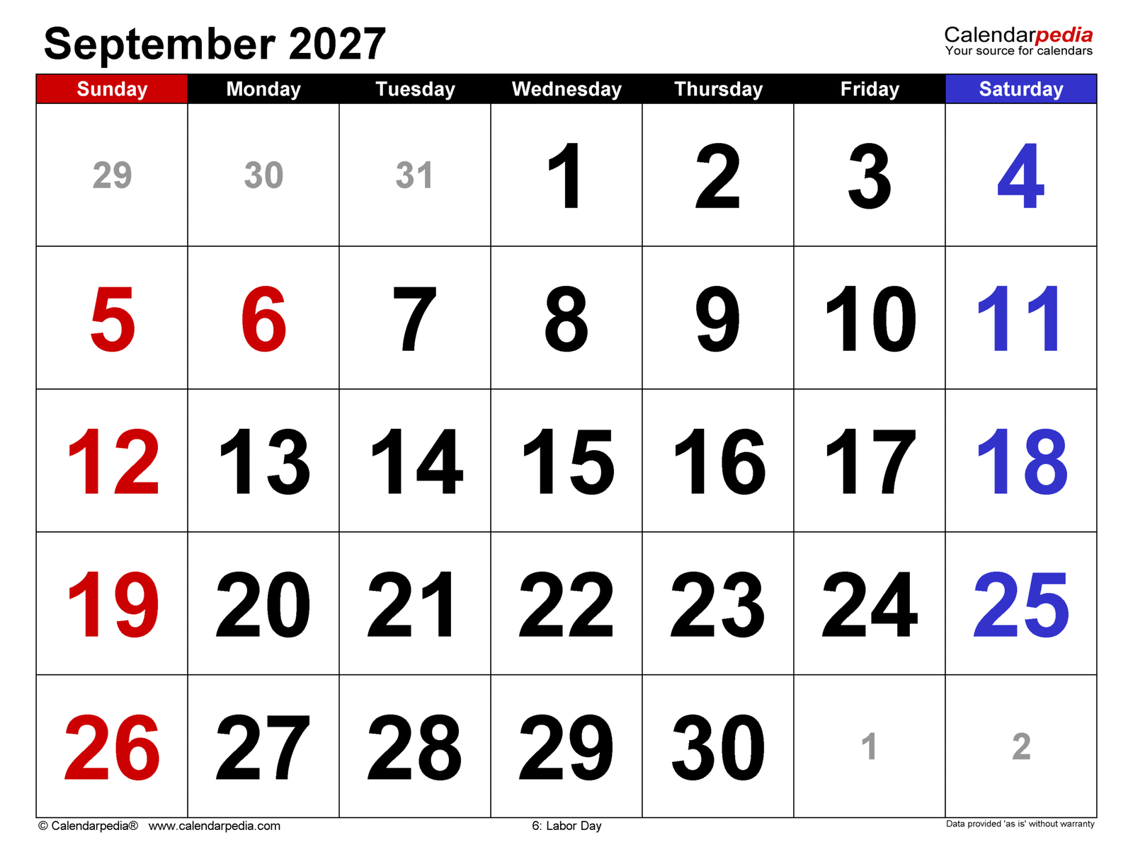 september 2027 calendar large numerals scaled