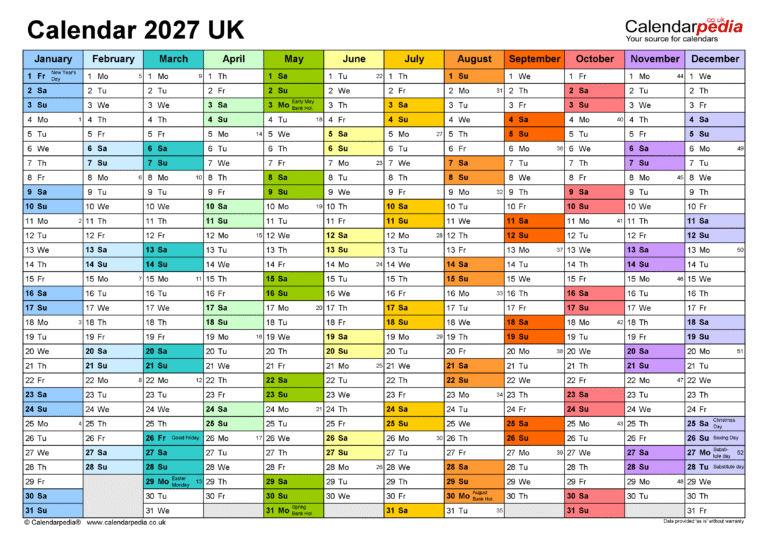 Calendar 2027 With Holidays